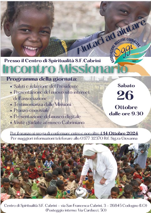 volantino Missione cabriniana oggo odv