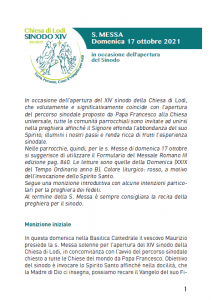 Santa Messa apertura del Sinodo