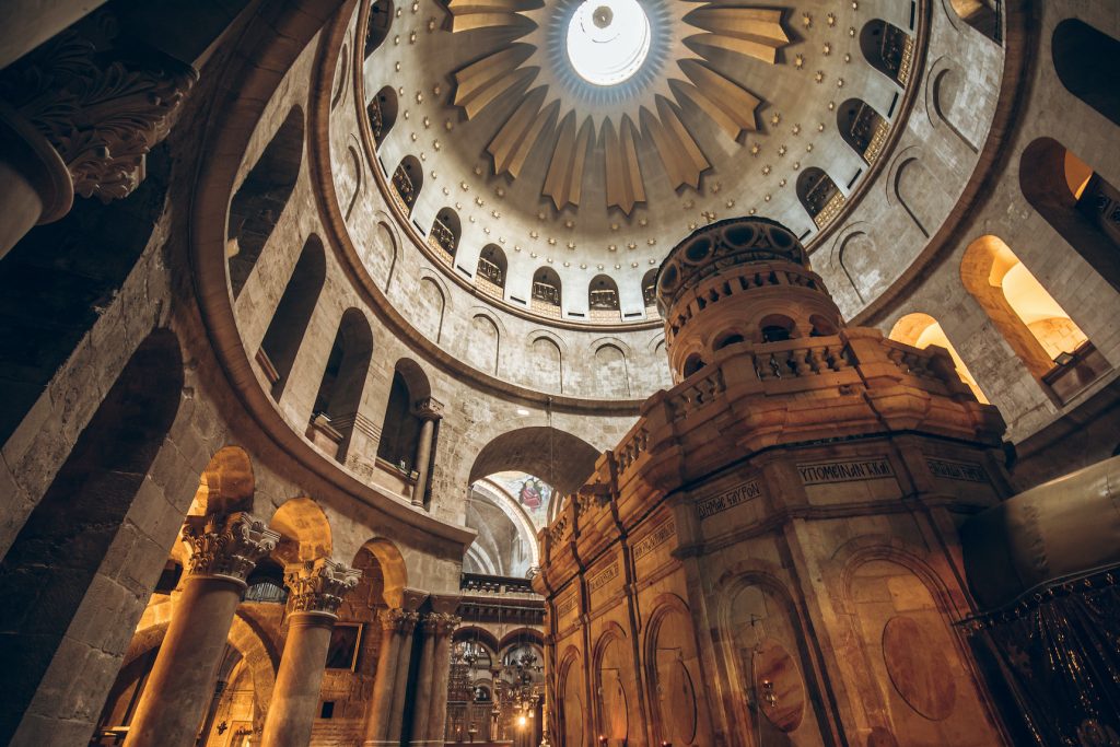 Interior of the Church of the Holy Sepulchre in Jerusalem, Israel