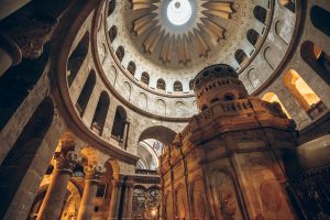 Interior of the Church of the Holy Sepulchre in Jerusalem, Israel